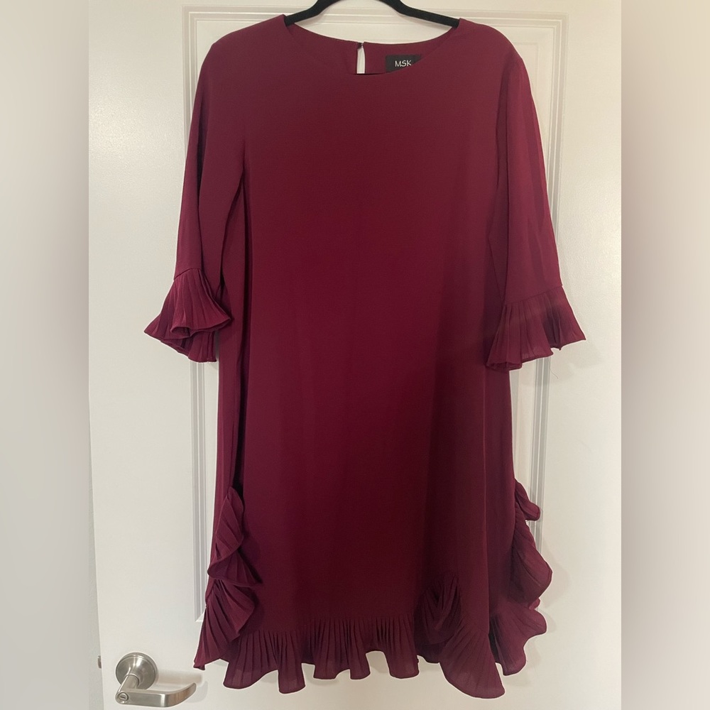 Maroon Ruffle Shift Dress